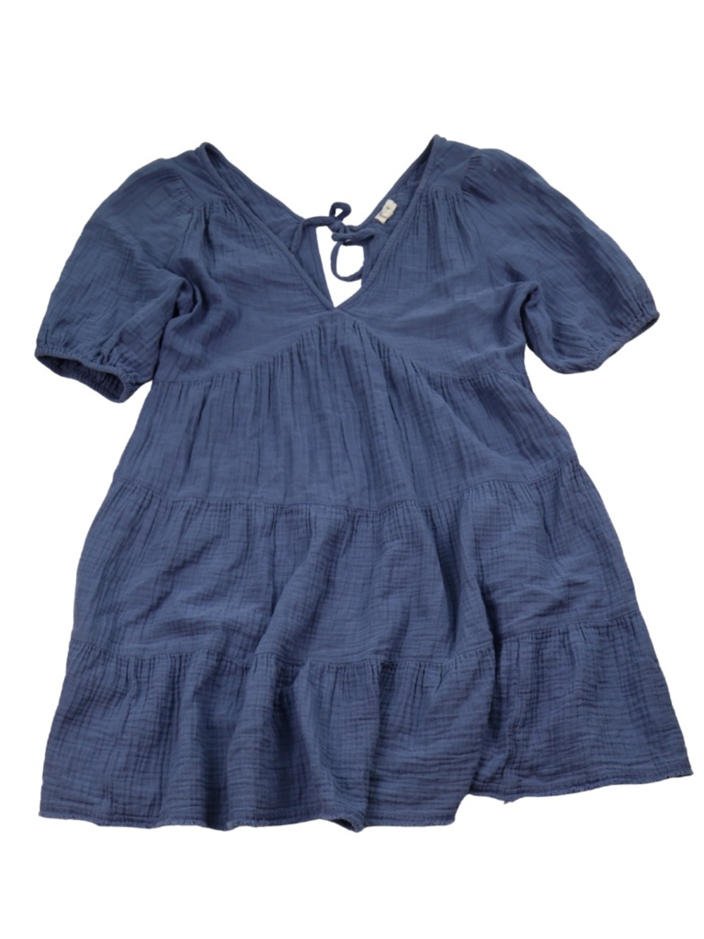 Aerie Dress Medium Navy Blue Gauze Tiered Mini Puff Sleeve Boho